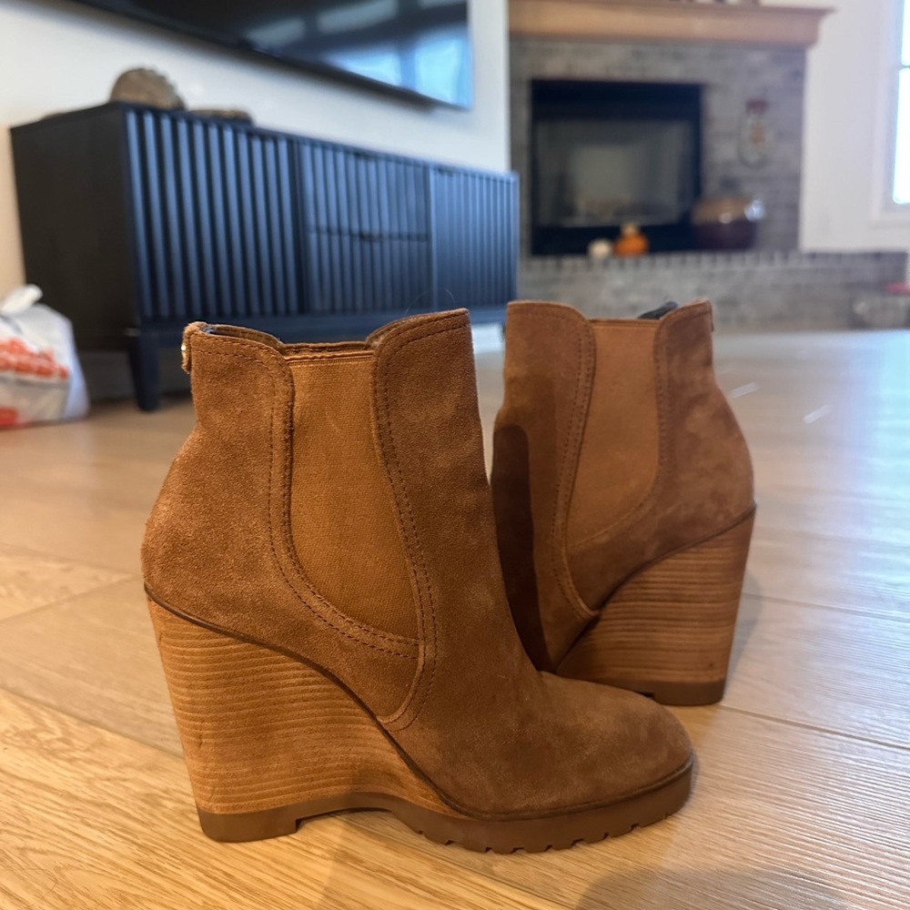 MICHAEL by Michael Kors Brown Suede Wedge Ankle Boots —Size 7M